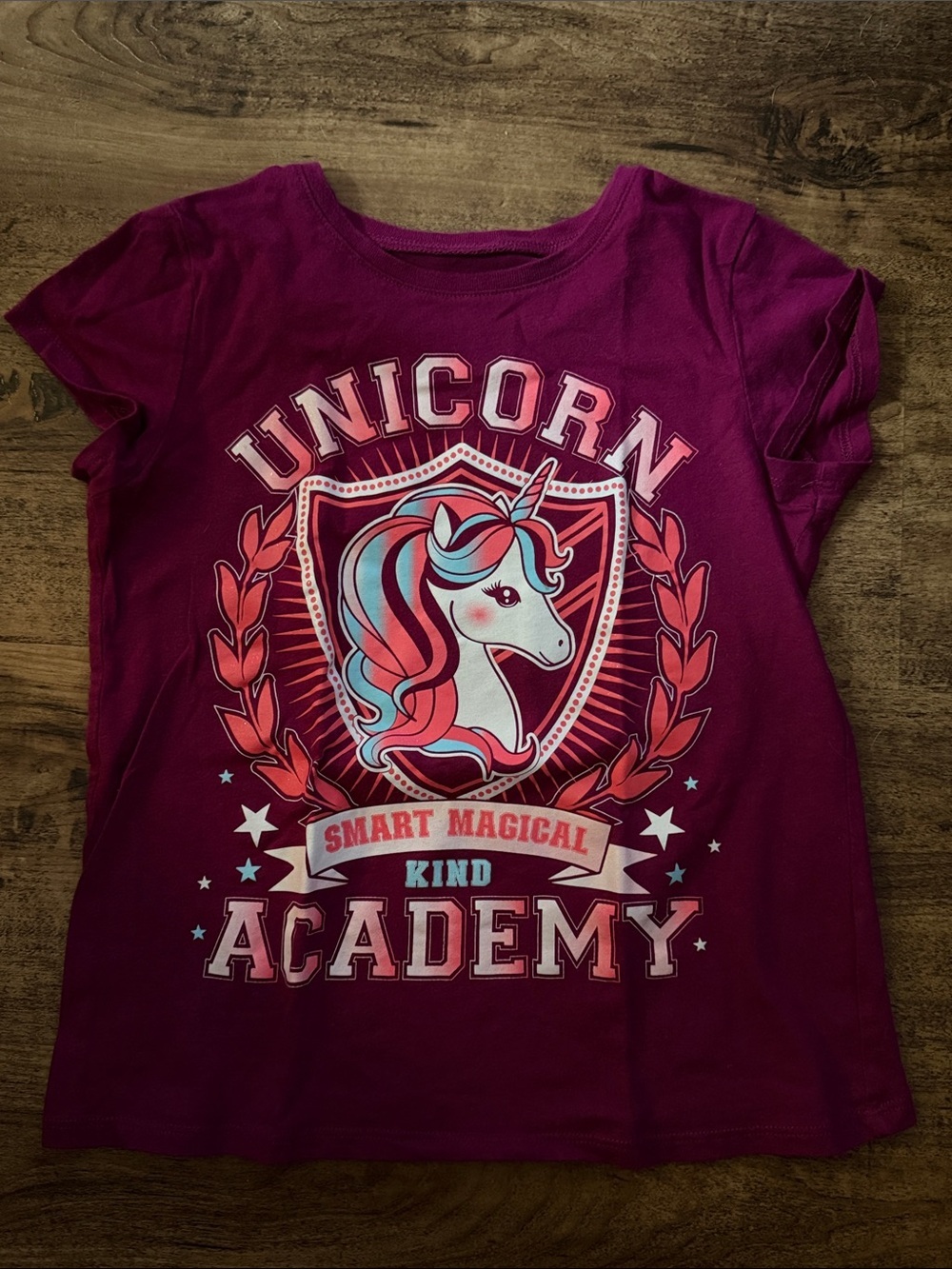 Girls' Unicorn Academy Graphic Tee - Magenta size 7/8 girls